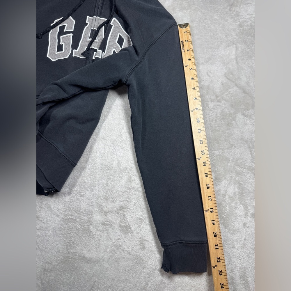 Y2K Style Gap Men’s Full Zip Logo Spellout Black Grey Hoodie Sweatshirt Medium - Picture 10 of 16